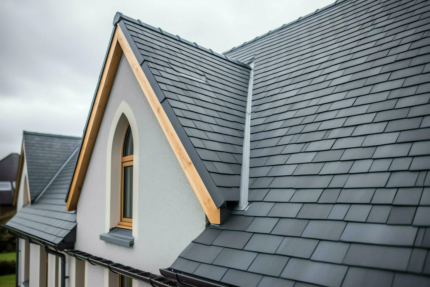 a-modern-private-house-is-covered-with-metal-tiles-roofing-or-grey-slate-roof-vintage-curved-frame-concept-by-ai-generated-free-photo